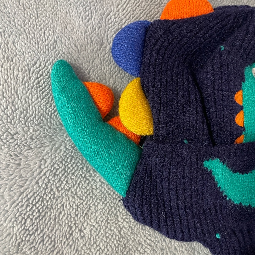 Kids Dinosaur Knit Beanie Hat - Picture 6 of 6